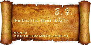 Berkovits Hamilkár névjegykártya